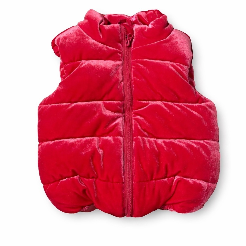 Gymboree Baby Girls Pink Velvet Quilted Puffer Vest 12-18 Months